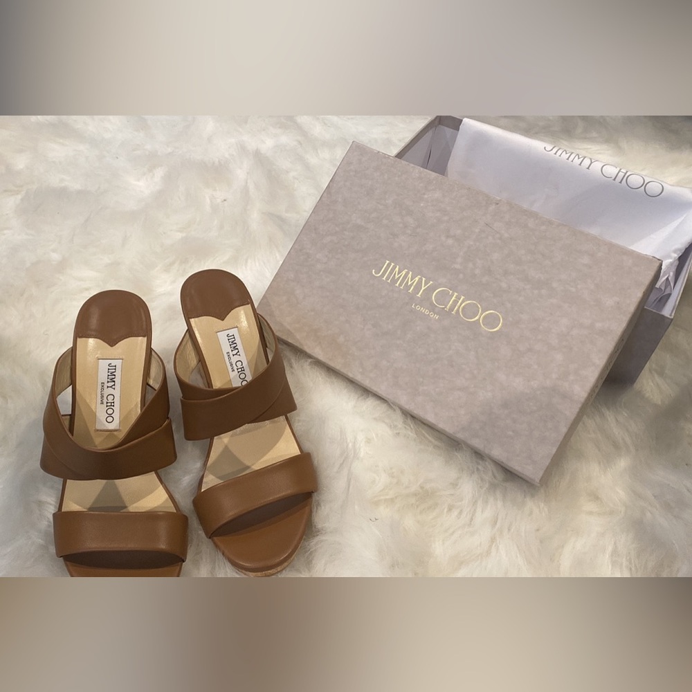 Jimmy Choo Sue Leather Cork Wedge